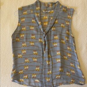 Tucker “Lovebird” Print Silk Blouse Size M